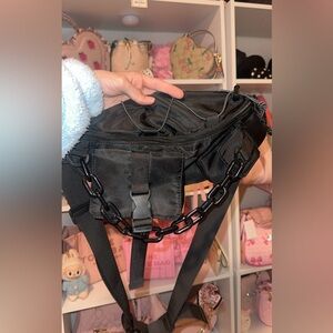 Black Fanny pack with chain strap